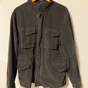 James Perse Dark Gray Corduroy Utility Chore Jacket size 3 large